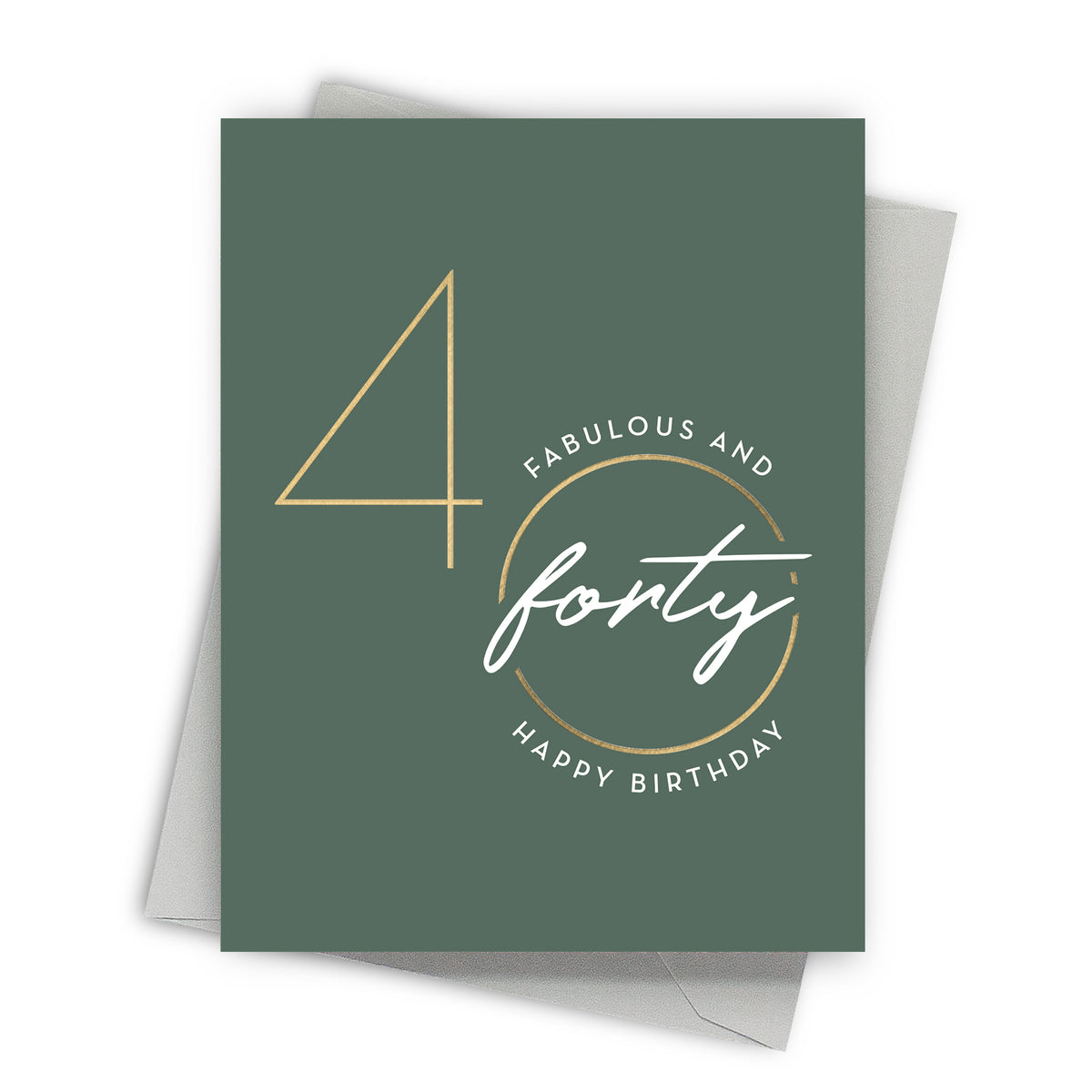 Green birthday card with gold and white text on a white background