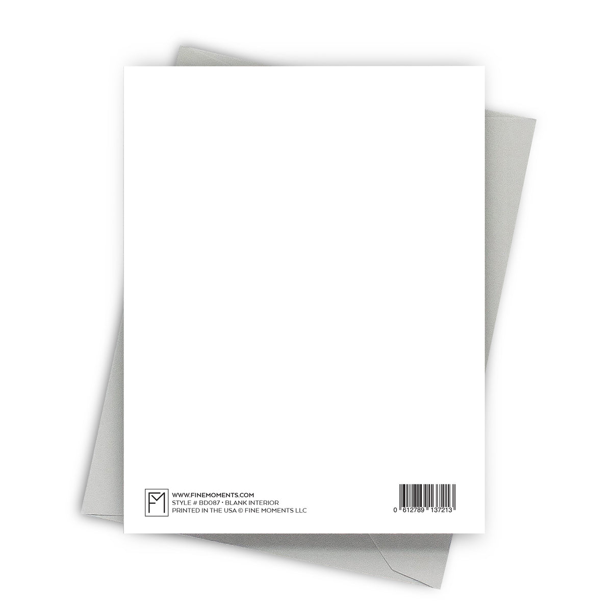 White greeting card with a visible brand logo on a white background