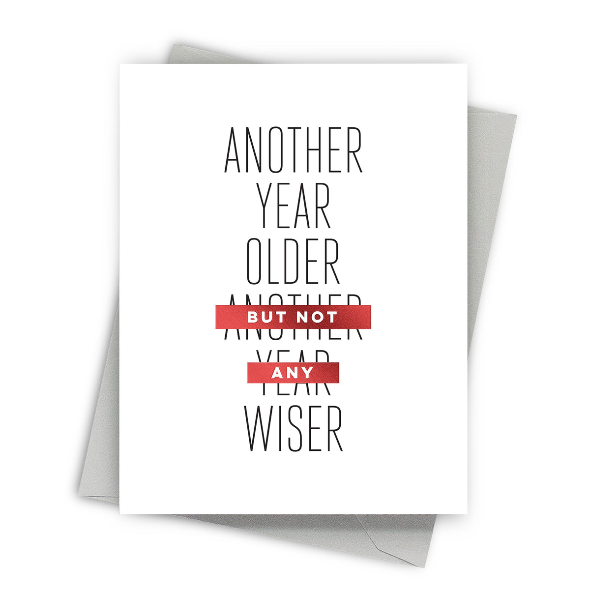 Greeting card with humorous text design on a white background