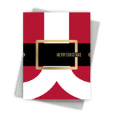 Red, white, and black striped card with a gold frame and 'Merry Christmas' text on a white background.