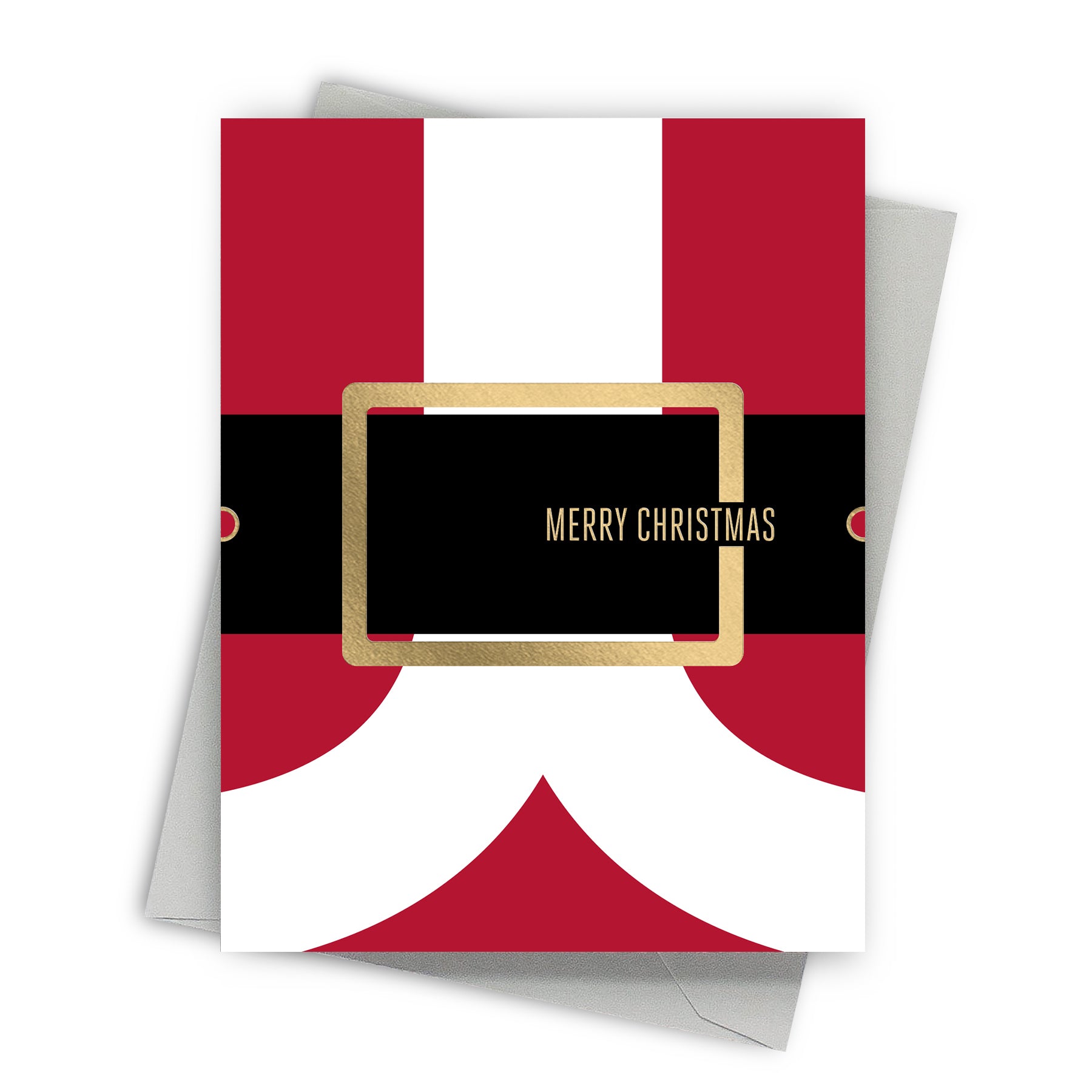 Red, white, and black striped card with a gold frame and 'Merry Christmas' text on a white background.