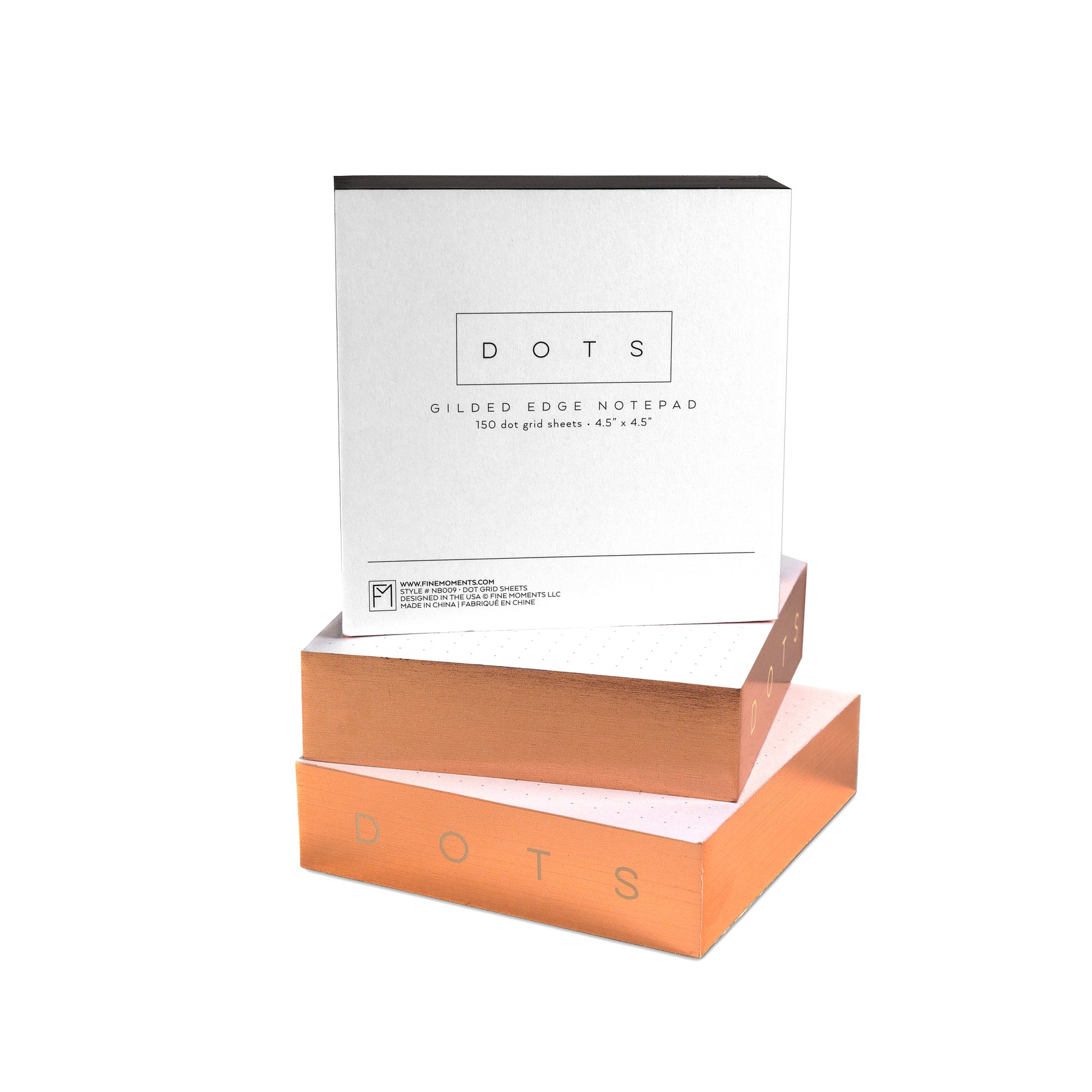 Rose Gold Gilded Notepads on white background