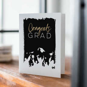 Stylized Cap Toss Graduation Card by Fine Moments